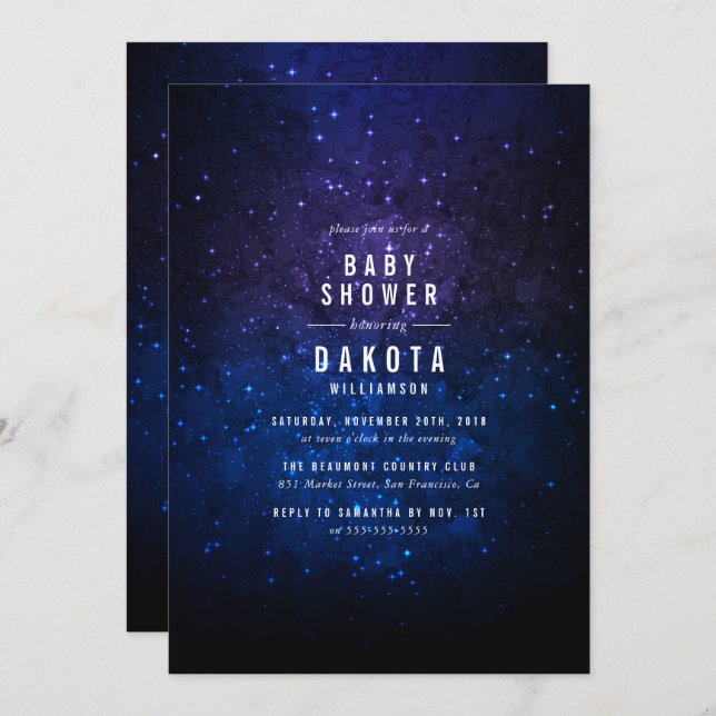Midnight Sky & Shining Stars | Galaxy Baby Shower Invitation (Front/Back)