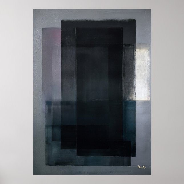 Midnight Slate Colour Field Abstract Modern Wall Poster (Front)