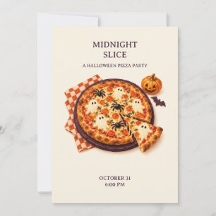 Midnight Slice Halloween Pizza Party Invitation