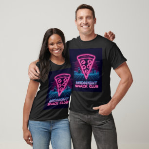 Midnight Snack Club – Neon Synthwave Pizza Slice T T-Shirt