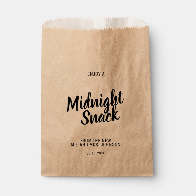 Midnight Snack Craft Paper Wedding Favour Bag (Front)