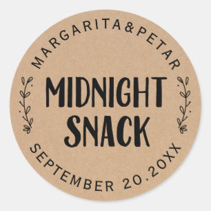 Midnight Snack Rustic Wedding Classic Round Sticker