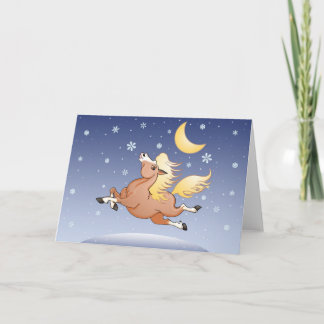 Midnight Snow gallop under the Moon Holiday Card