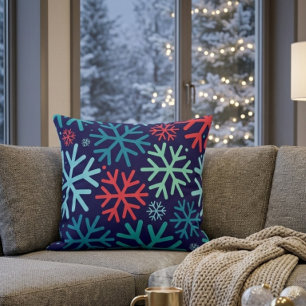 Midnight Snowfall Throw Pillow
