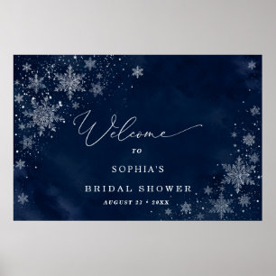 Midnight Snowflakes Winter Bridal Shower Welcome Poster