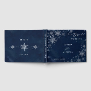 Midnight Snowflakes Winter Wedding Guest Book