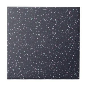 Midnight Speckled Pastel Splatter Paint Dots Ceramic Tile