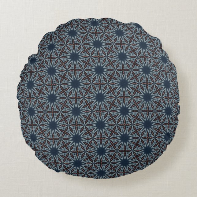Midnight Starburst Lattice Round Cushion (Front)