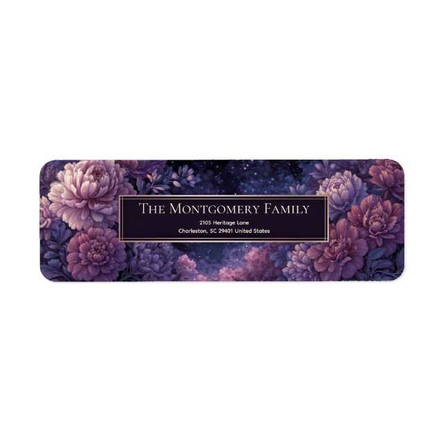 Midnight Stardust Celestial Mum Frame Return Address Label (Front)