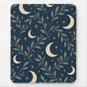 Midnight Stars and Moon Garden Mouse Pad