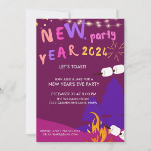 Midnight Stars   New Years Eve Party Invitation