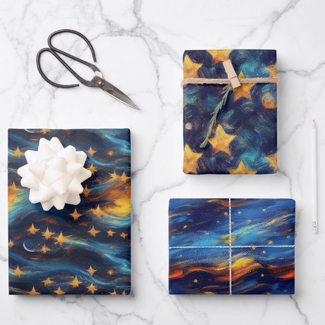 Midnight Stars Wrapping Paper Sheet (Front)