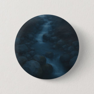 Midnight Stream – Whispering Waters in the Mist 6 Cm Round Badge