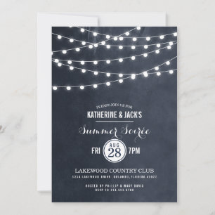 Midnight String Lights Summer Soiree Party Invite