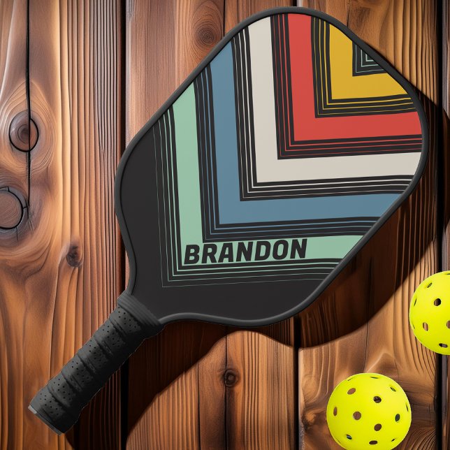 Midnight Striped Nostalgic Vintage Chevron Fade Pickleball Paddle (Creator Uploaded)