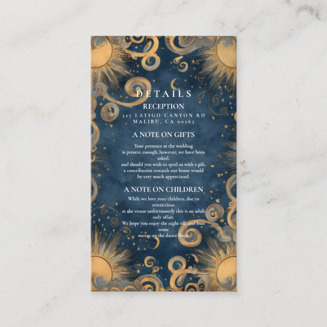 Midnight Sun Celestial Wedding Enclosure Card (Front)