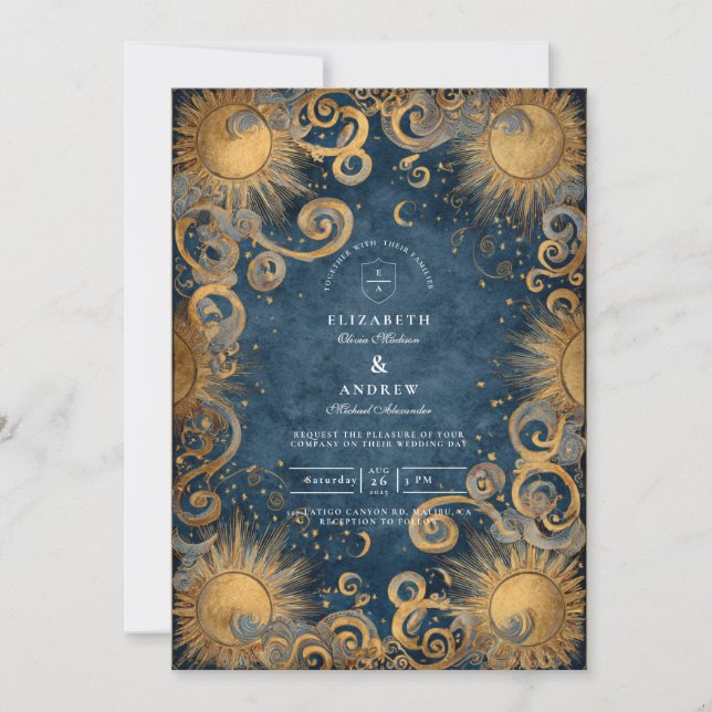 Midnight Sun Celestial Wedding Invitation (Front)