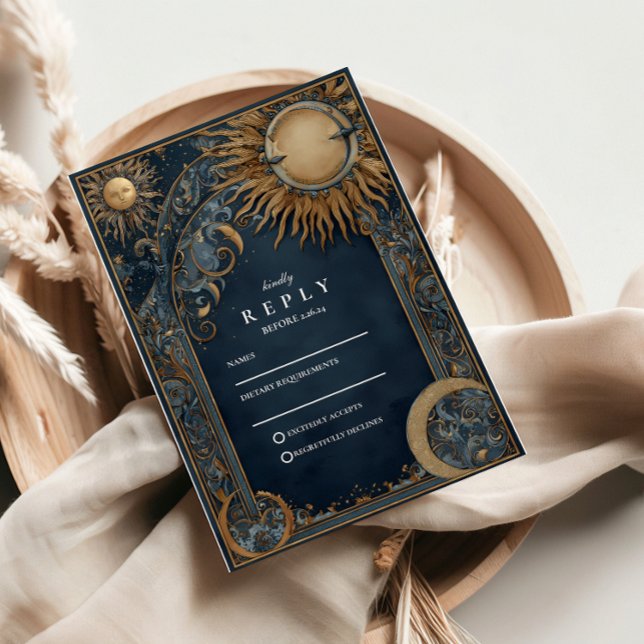 Midnight Sun Celestial Wedding RSVP Card (Creator Uploaded)