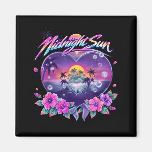 Midnight sun island tropical sunset beach magnet
