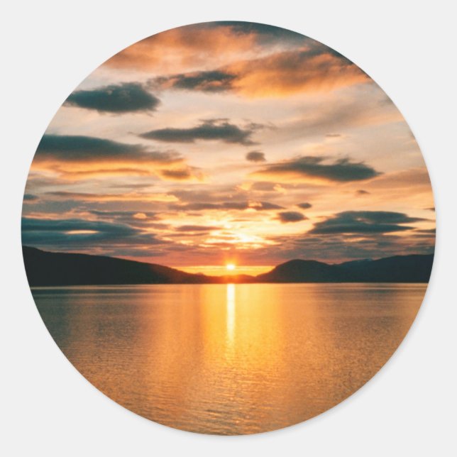 Midnight Sun, northern Norway Classic Round Sticker (Front)