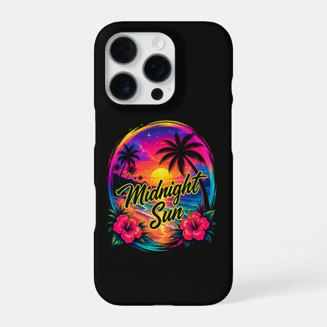 Midnight Sun Tropical Beach Sunset iPhone Case (Back)