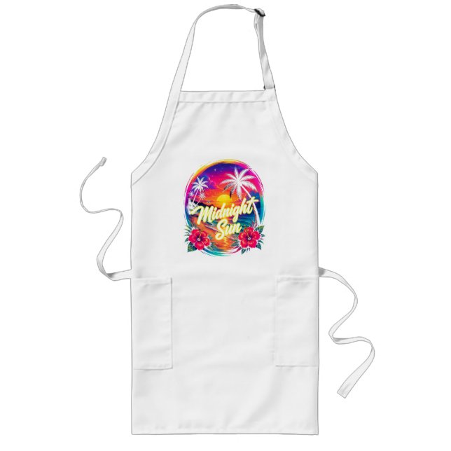Midnight Sun Tropical Beach Sunset Long Apron (Front)
