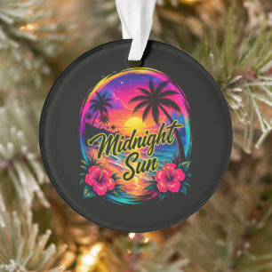 Midnight Sun Tropical Beach Sunset Ornament