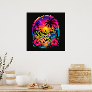 Midnight Sun Tropical Beach Sunset Poster