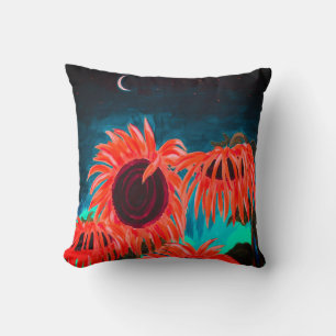 Midnight Sunflowers Throw Pillow
