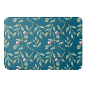 Midnight Teal Floral Bath Mat