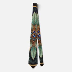 Midnight Teal & Sapphire Botanical Silk Tie