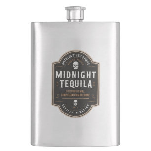 Midnight Tequila Halloween Party Vintage Hip Flask