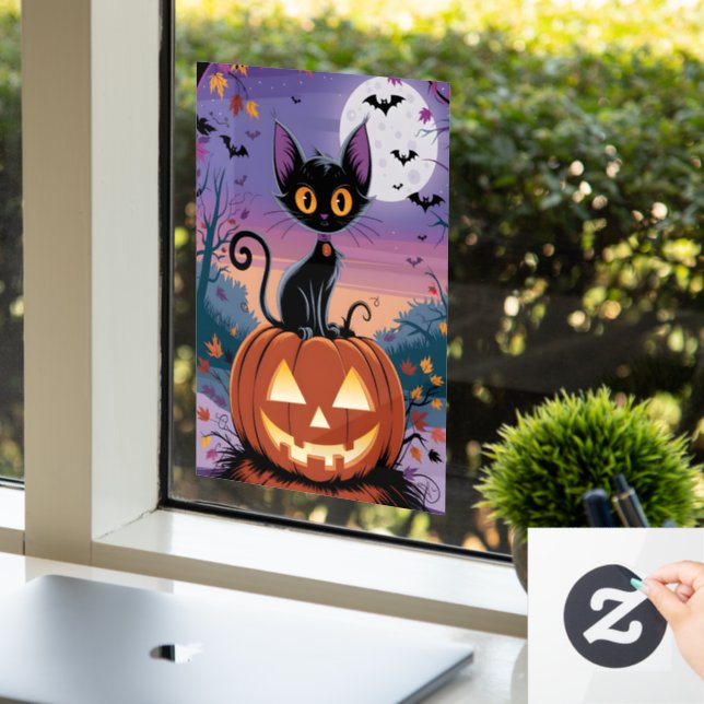 Midnight, the black cat and pumpkin (Office)