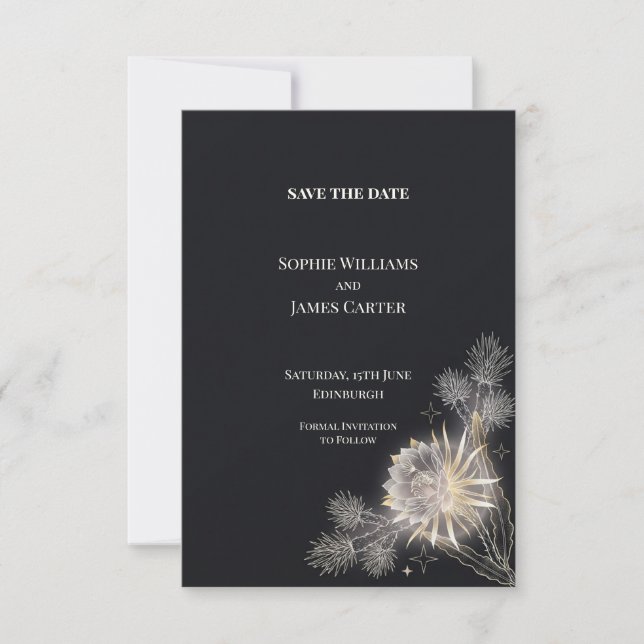 Midnight Thistle Celestial Wedding Save the Date (Front)