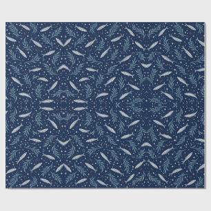 Midnight Tide Fish and Seaweed Wrapping Paper
