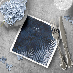 Midnight Tropical Palm Pattern ID1322 Napkin