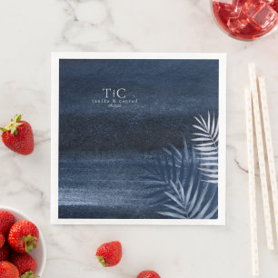 Midnight Tropical Palms Moody Blue ID1322 Napkin