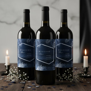 Midnight Tropical Palms Welcome ID1322 Wine Label