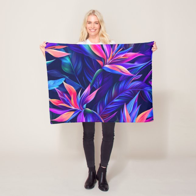 Midnight Tropical Rainforest Fleece Blanket (In Situ)