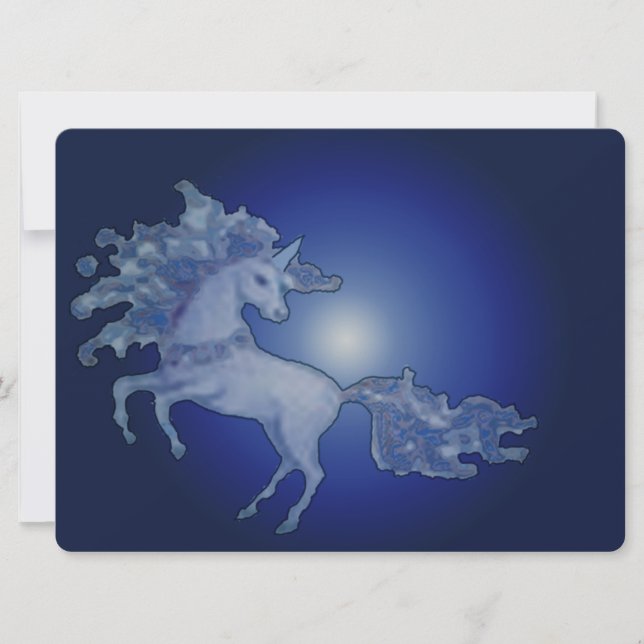 Midnight Unicorn Blank Card Invitation (Front)