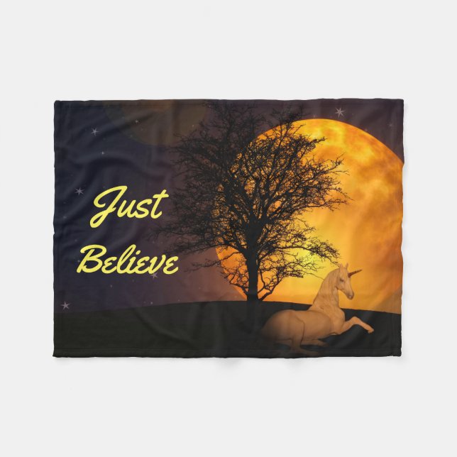 Midnight Unicorn Fleece Blanket (Front (Horizontal))