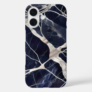 Midnight Veins – Abstract Luxury Marble Pattern iPhone 16 Case