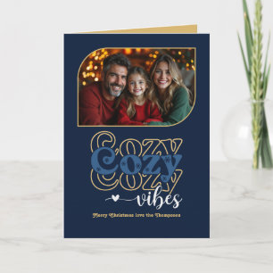 Midnight Velvet Cosy Vibes Retro Christmas Photo Holiday Card