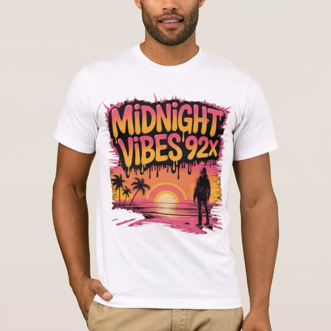 Midnight vibes 92x graffiti art with a person T-Shirt (Front)