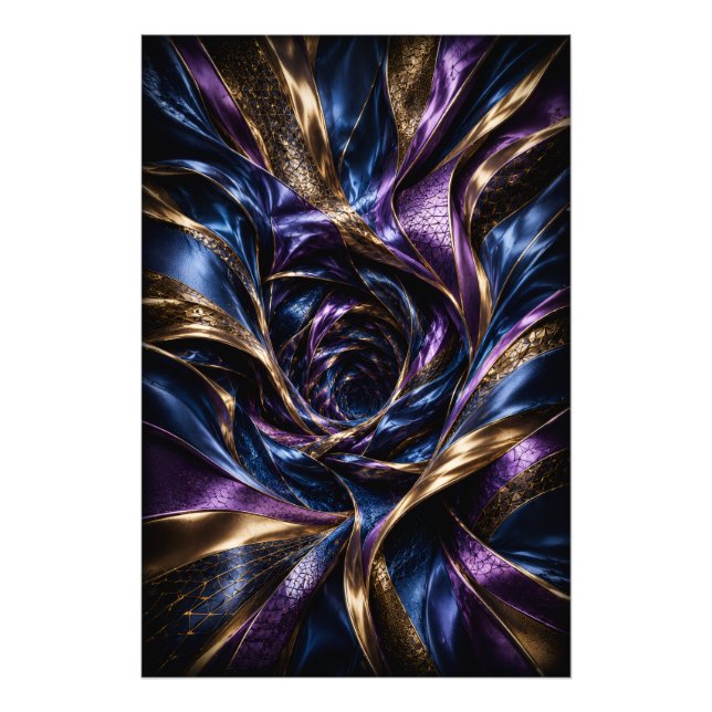 Midnight Violet Luxury 3D Abstract Vortex Poster (Front)