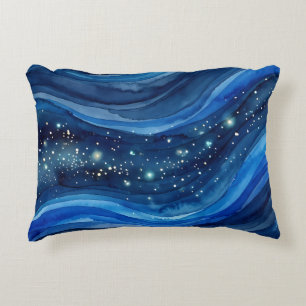Midnight Watercolor Galaxy Decorative Cushion