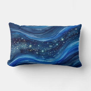 Midnight Watercolor Galaxy Lumbar Cushion
