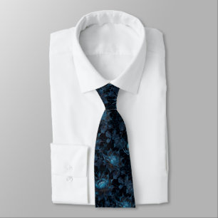 Midnight Web Gothic Floral Spider Pattern Tie