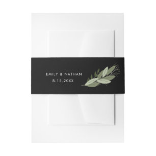 Midnight Wedding Sprigs Belly Band Invitation Belly Band