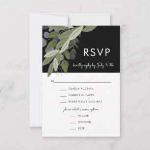 Midnight Wedding Sprigs, RSVP Menu Card